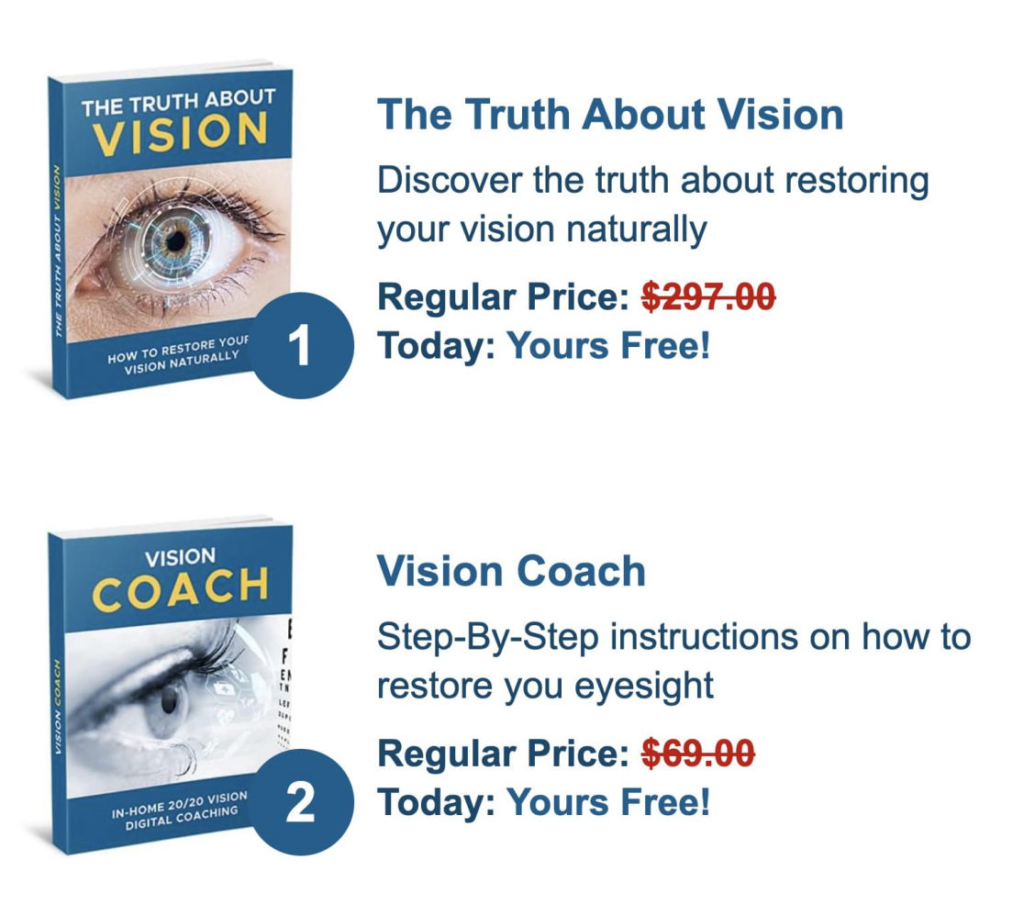 sightcare- two bonus Ebook The Trut About Vision and Vision Coach